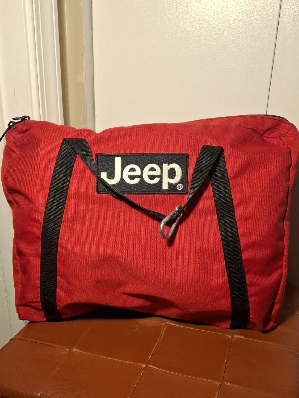 Jeep Red Canvas Duffel Bag with Black Accents
